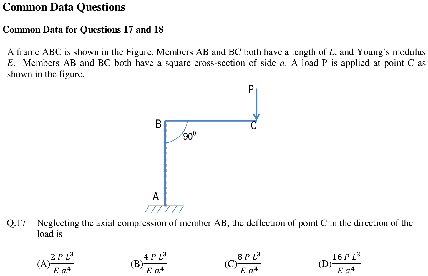 Figure for question 17, GATE XE (Engineering Sciences) 2013